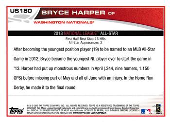 2013 Topps Update #US180 Bryce Harper Back