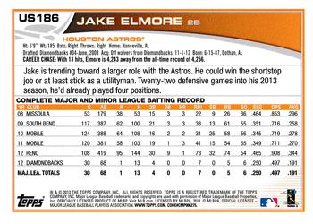 2013 Topps Update #US186 Jake Elmore Back