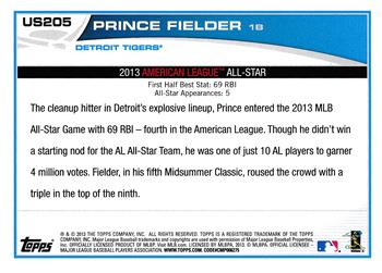 2013 Topps Update #US205 Prince Fielder Back