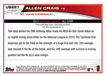 2013 Topps Update #US221 Allen Craig Back