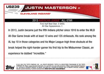 2013 Topps Update #US239 Justin Masterson Back