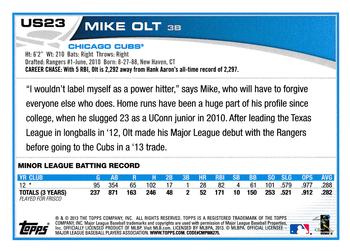 2013 Topps Update #US23 Mike Olt Back