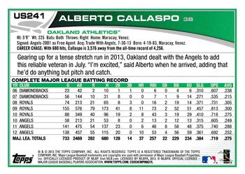 2013 Topps Update #US241 Alberto Callaspo Back
