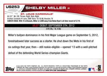 2013 Topps Update #US253 Shelby Miller Back