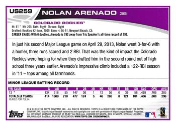 2013 Topps Update #US259 Nolan Arenado Back
