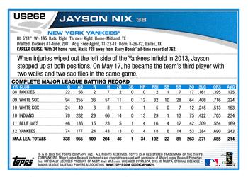 2013 Topps Update #US262 Jayson Nix Back