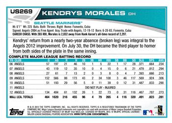 2013 Topps Update #US269 Kendrys Morales Back