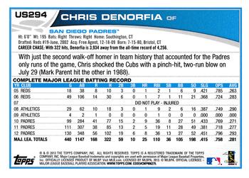 2013 Topps Update #US294 Chris Denorfia Back