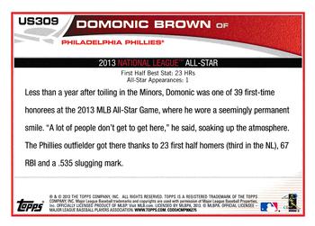2013 Topps Update #US309 Domonic Brown Back