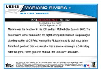 2013 Topps Update #US313 Mariano Rivera Back