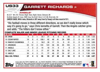 2013 Topps Update #US33 Garrett Richards Back