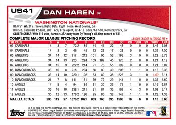 2013 Topps Update #US41 Dan Haren Back
