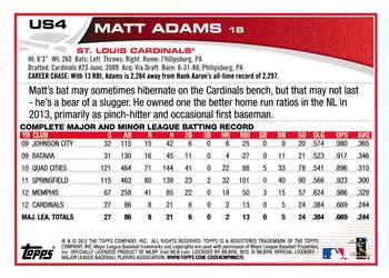 2013 Topps Update #US4 Matt Adams Back