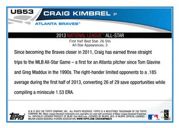 2013 Topps Update #US53 Craig Kimbrel Back