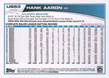 2013 Topps Update #US53 Hank Aaron Back