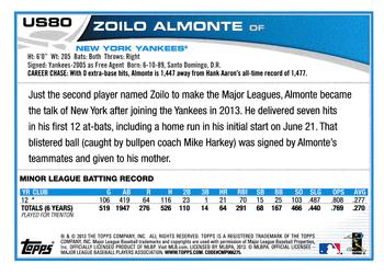 2013 Topps Update #US80 Zoilo Almonte Back