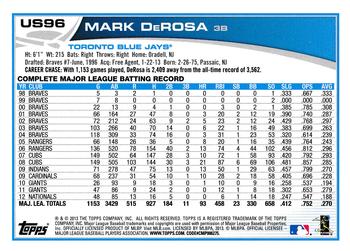 2013 Topps Update #US96 Mark DeRosa Back