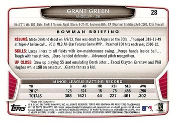 2013 Bowman Draft Picks & Prospects #28 Grant Green Back