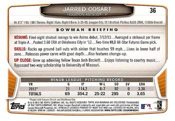 2013 Bowman Draft Picks & Prospects #36 Jarred Cosart Back