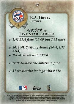 2013 Topps Five Star #57 R.A. Dickey Back