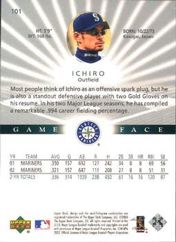 2003 Upper Deck Game Face #101 Ichiro Back