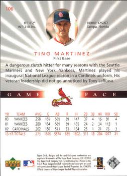 2003 Upper Deck Game Face #106 Tino Martinez Back