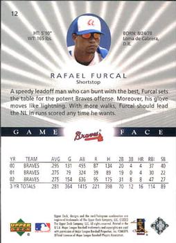 2003 Upper Deck Game Face #12 Rafael Furcal Back