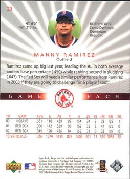 2003 Upper Deck Game Face #23 Manny Ramirez Back