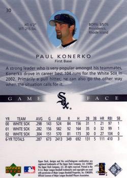 2003 Upper Deck Game Face #30 Paul Konerko Back