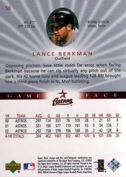 2003 Upper Deck Game Face #50 Lance Berkman Back