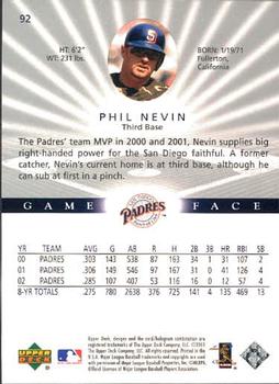 2003 Upper Deck Game Face #92 Phil Nevin Back