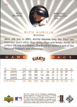 2003 Upper Deck Game Face #95 Rich Aurilia Back