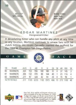 2003 Upper Deck Game Face #98 Edgar Martinez Back