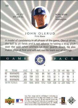 2003 Upper Deck Game Face #99 John Olerud Back
