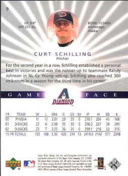 2003 Upper Deck Game Face #9 Curt Schilling Back