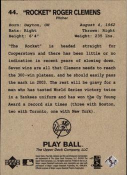 2003 Upper Deck Play Ball #44 Roger Clemens Back