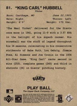 2003 Upper Deck Play Ball #81 Carl Hubbell Back