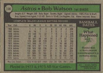 1979 Topps #130 Bob Watson Back