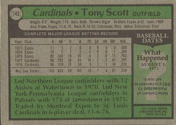 1979 Topps #143 Tony Scott Back