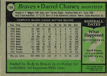 1979 Topps #184 Darrel Chaney Back