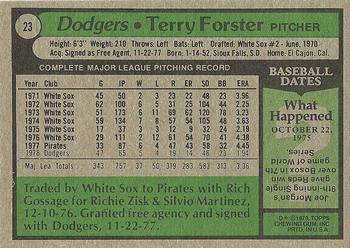 1979 Topps #23 Terry Forster Back