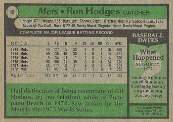1979 Topps #46 Ron Hodges Back