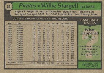 1979 Topps #55 Willie Stargell Back
