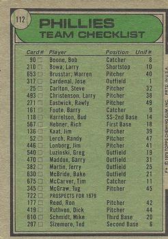 1979 Topps #112 Philadelphia Phillies / Danny Ozark Back