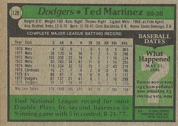 1979 Topps #128 Ted Martinez Back