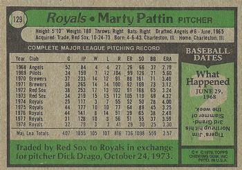 1979 Topps #129 Marty Pattin Back