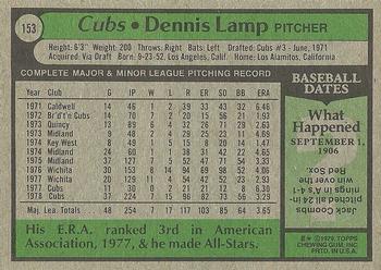 1979 Topps #153 Dennis Lamp Back