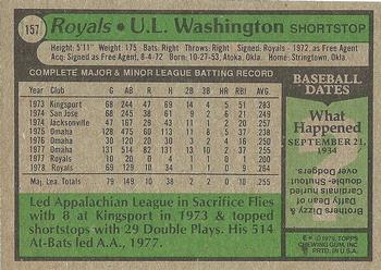 1979 Topps #157 U.L. Washington Back