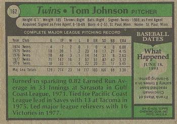 1979 Topps #162 Tom Johnson Back