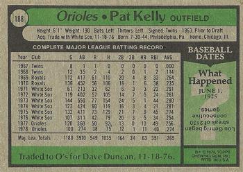 1979 Topps #188 Pat Kelly Back